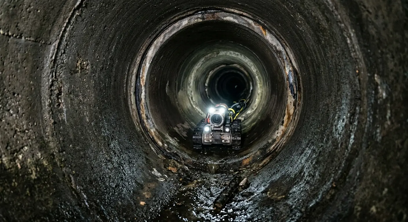 Robotic sewer camera inspecting pipe interior for Sewer Line Cleaning in Steger
